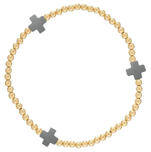 E Newton Signature Cross 3mm Bead Bracelet