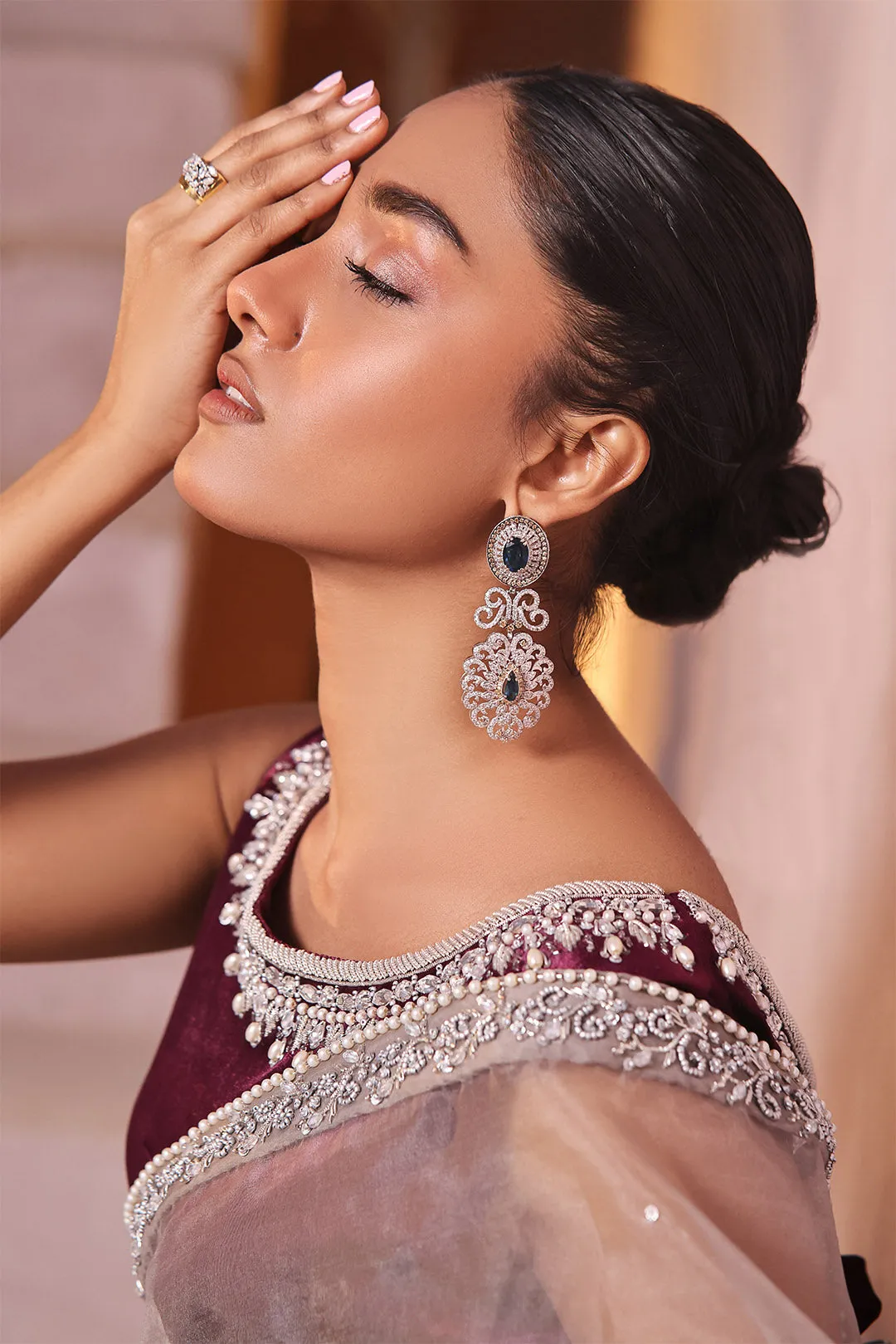 Embroidered Velvet & Organza Luxury Saree | New Arrivals | SR202322