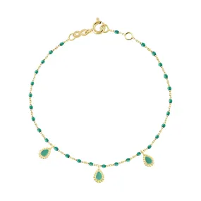 Emerald Mini 3 Lucky Cashmere Bracelet, Yellow Gold, 6.7"