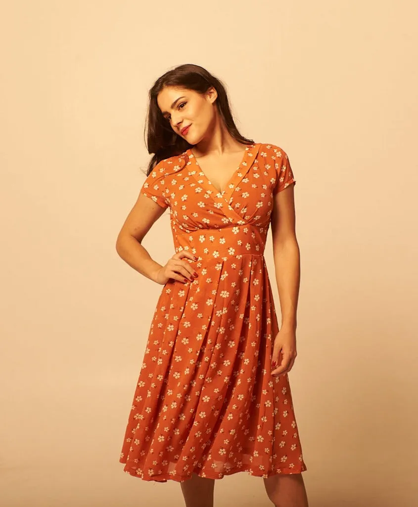 Enchanted Orange Floral Dress