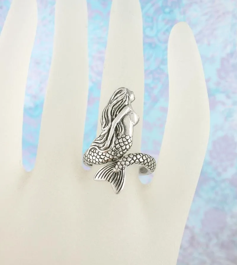 Enchanting Swimming Mermaid Wrap Ring, Adjustable