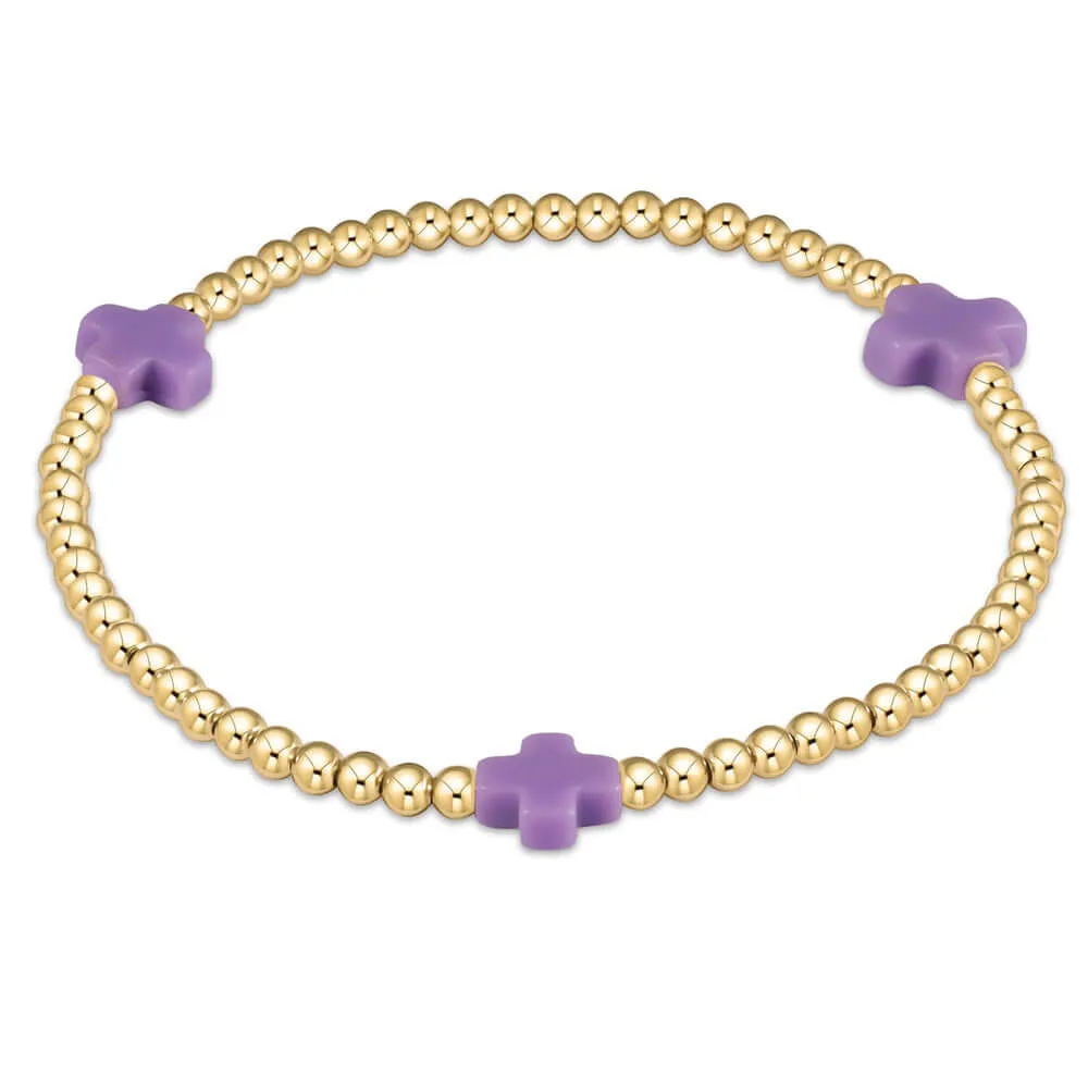 ENewton Purple 2mm Gold Signature Cross Bracelet