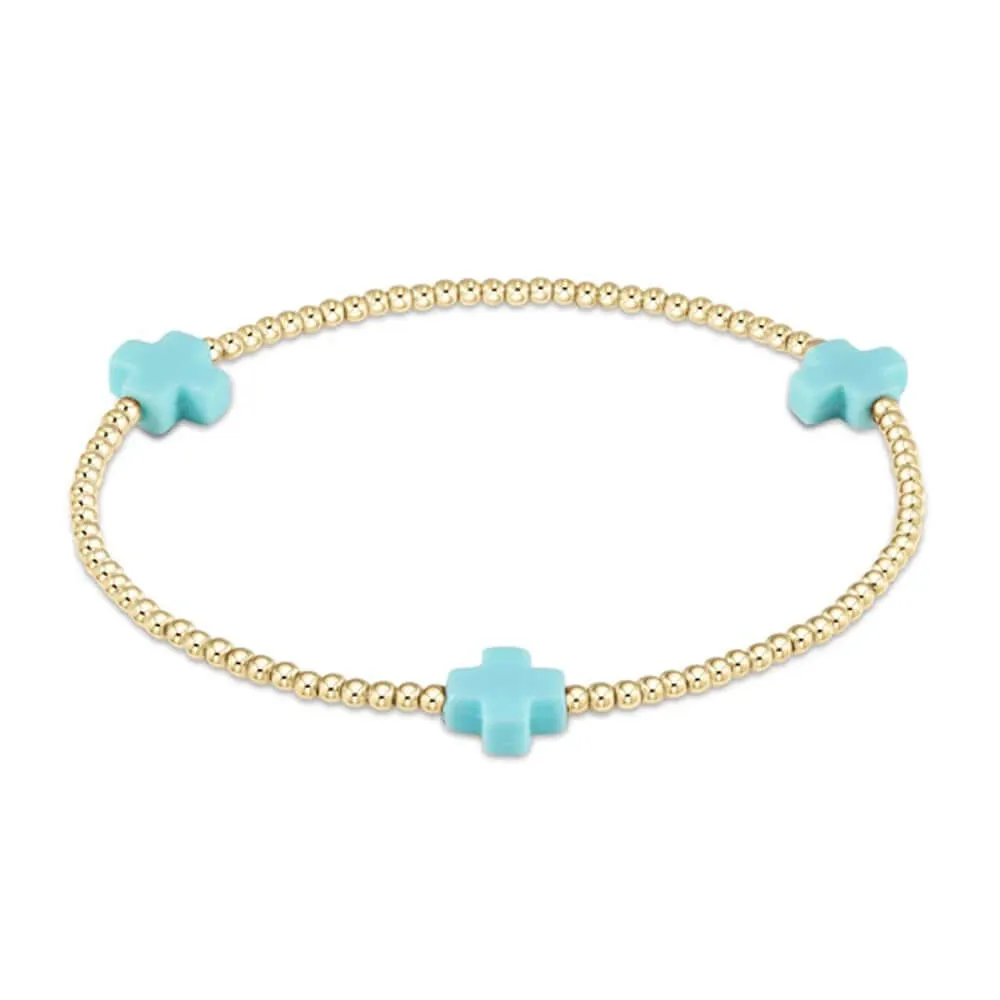 ENewton Turquoise Signature Cross Gold Bracelet