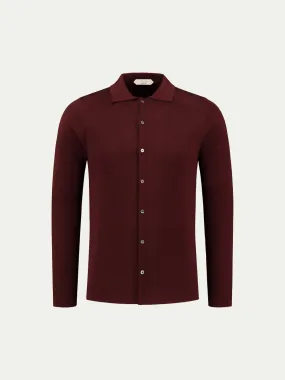 Extrafine Merino Knitted Shirt Burgundy