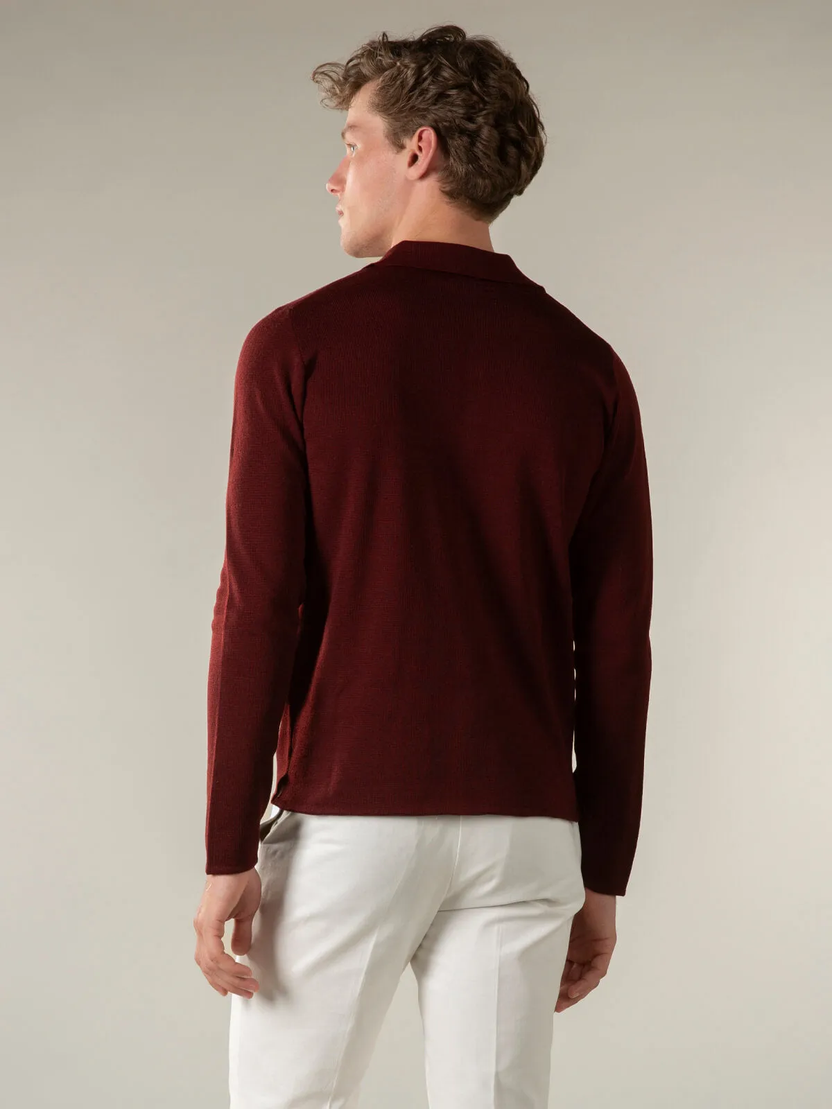 Extrafine Merino Knitted Shirt Burgundy