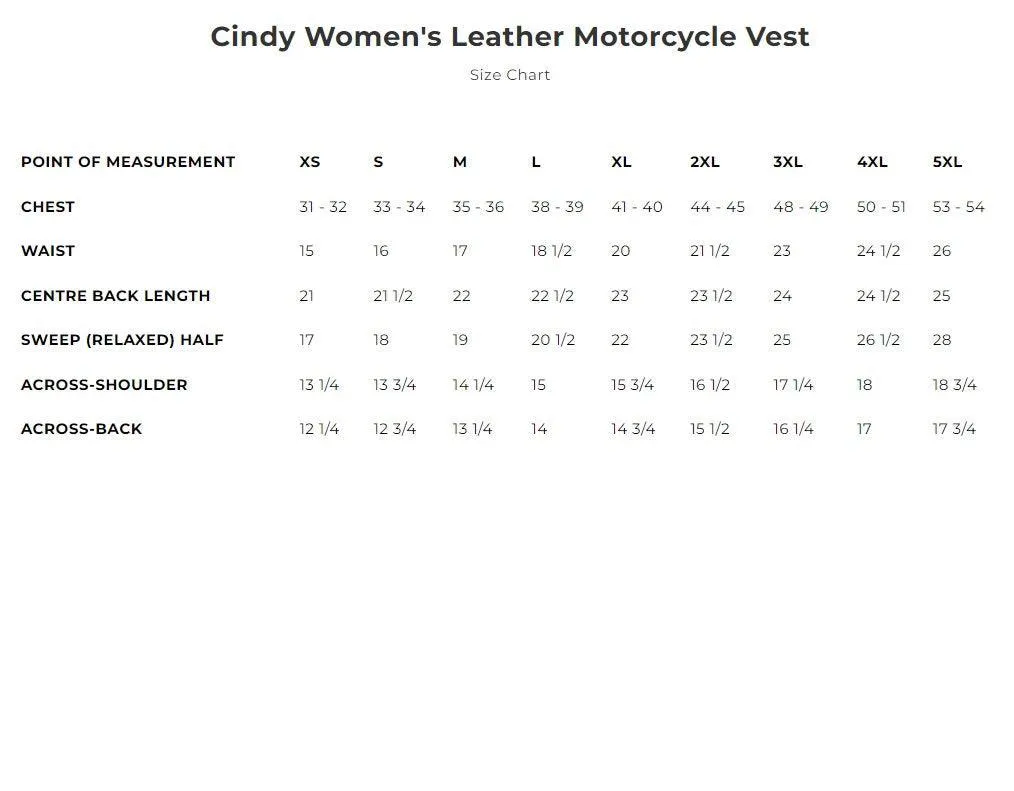 First Mfg Womens Cindy Zip Front Leather Motorcycle Vest Size XLARGE - Final Sale Ships Same Day