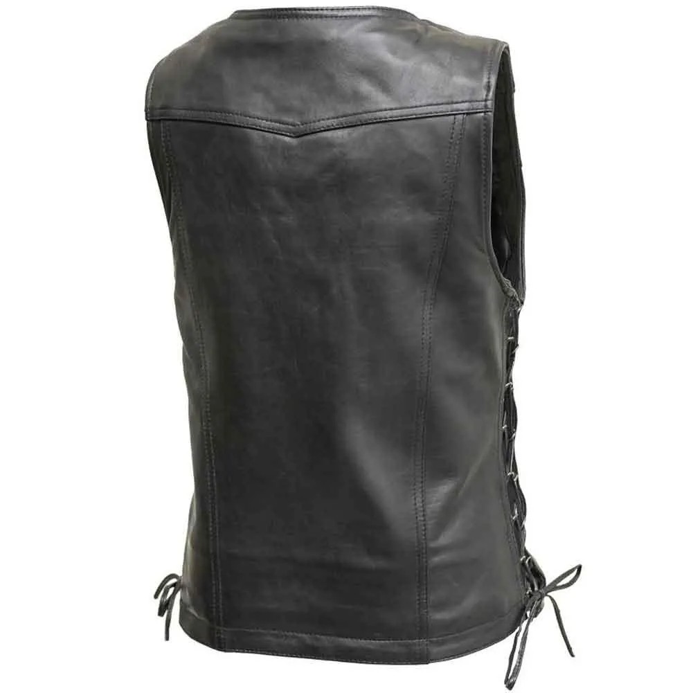 First Mfg Womens Cindy Zip Front Leather Motorcycle Vest