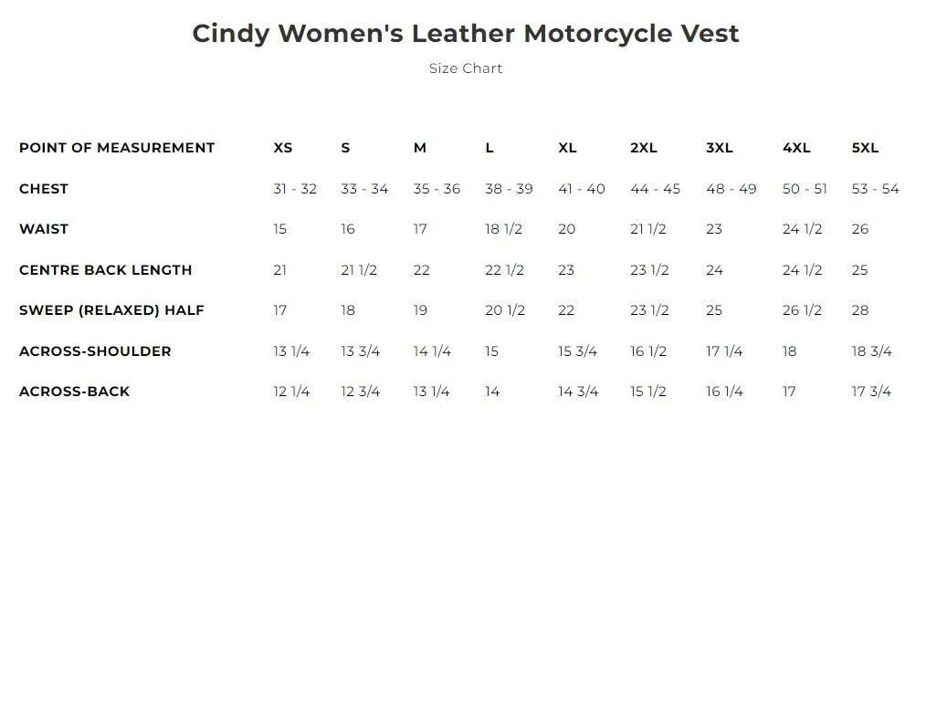 First Mfg Womens Cindy Zip Front Leather Motorcycle Vest