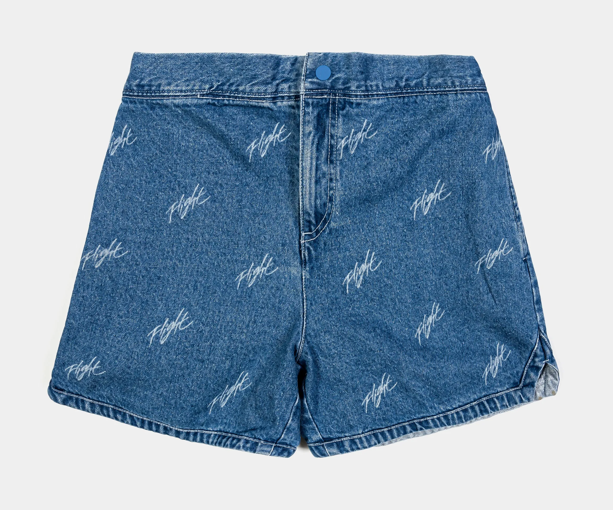 Flight All Over Print Denim Womens Shorts (Blue)