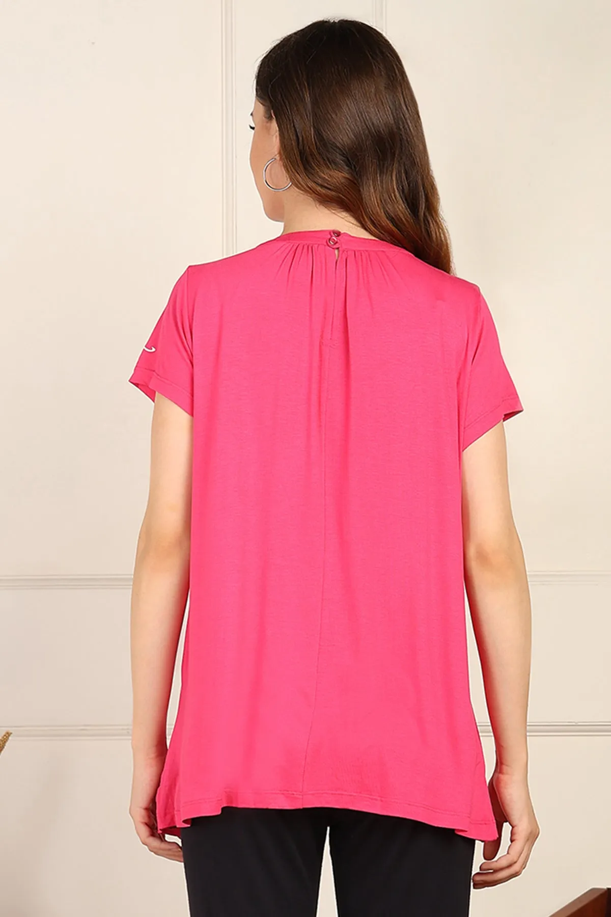 Fuchsia Pleated Zipless Nursing Top