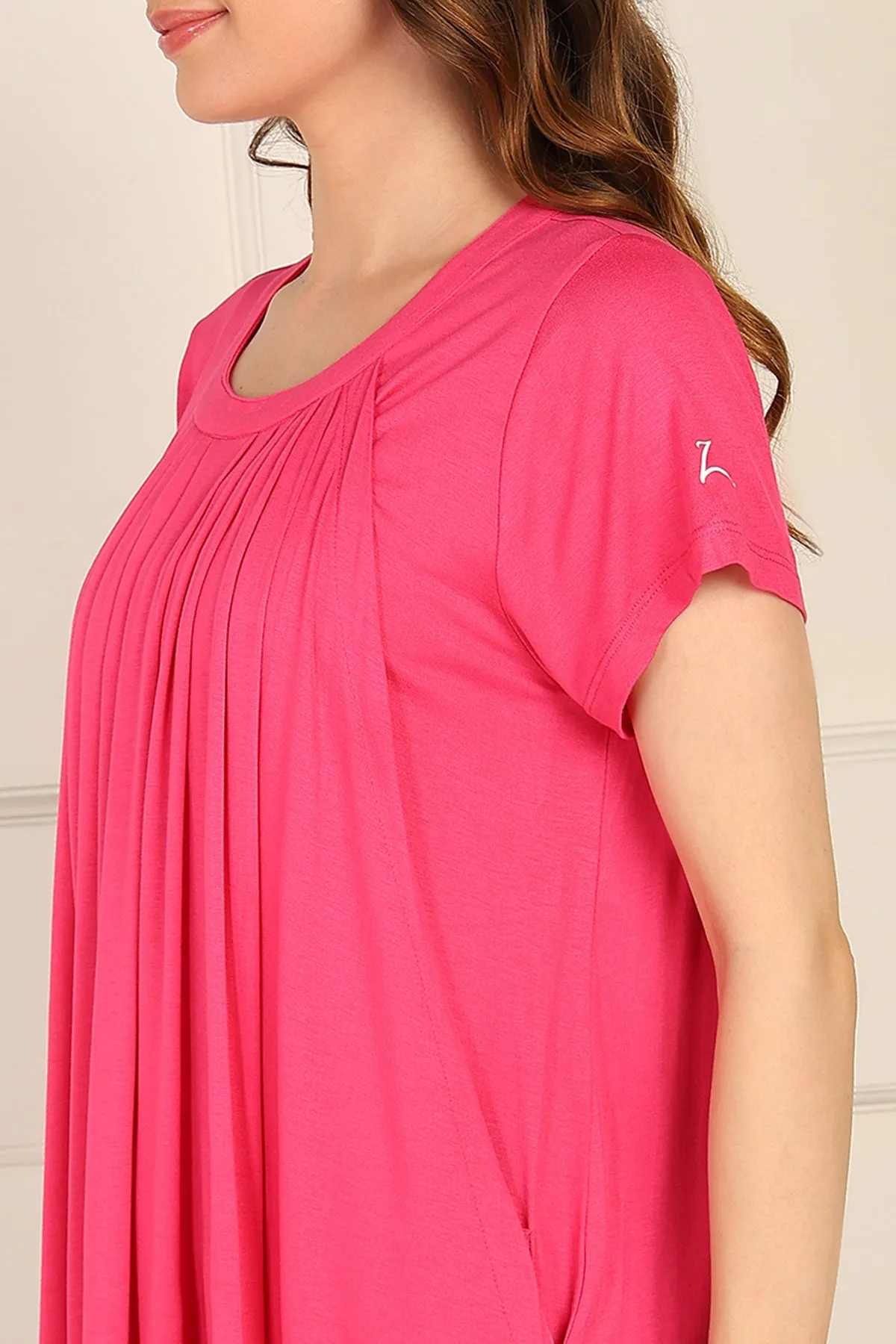 Fuchsia Pleated Zipless Nursing Top