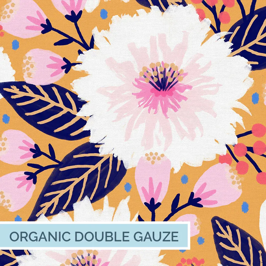 Giant Dahlias Gold | Organic Double Gauze