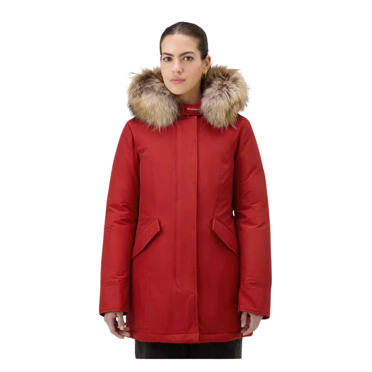 Giubbino Donna Woolrich Arctic Parka Ramar Pelliccia Removibile Rosso