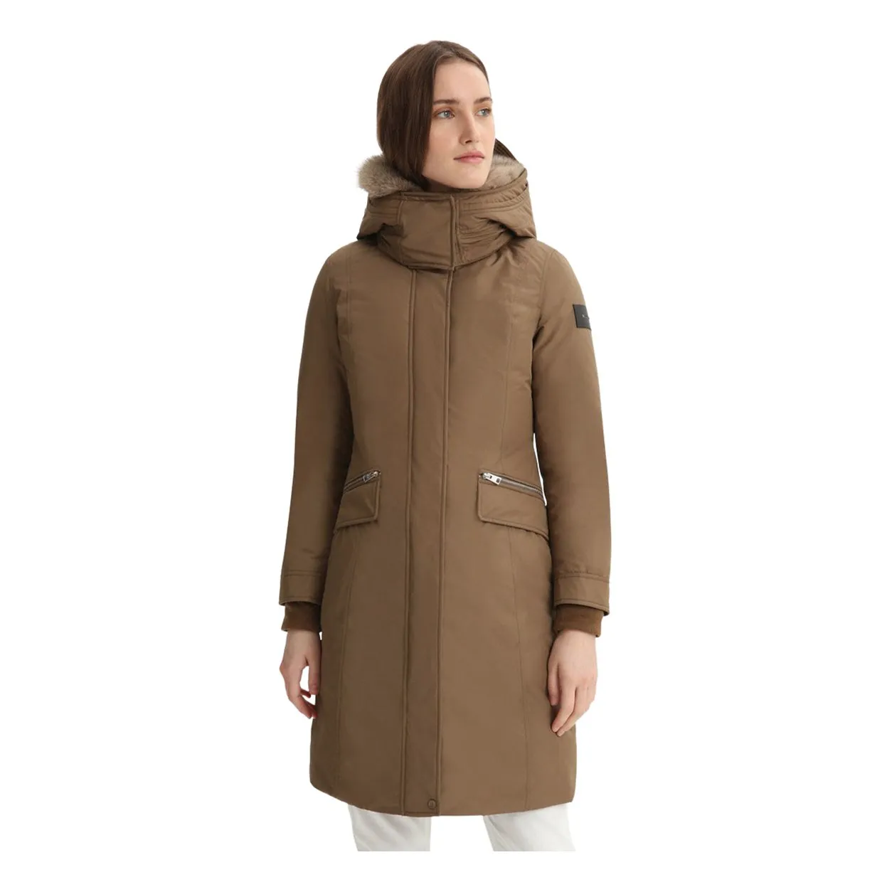 Giubbino Donna Woolrich Mahan Fox Long Parka Marrone