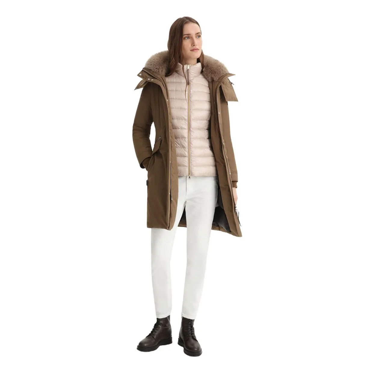 Giubbino Donna Woolrich Mahan Fox Long Parka Marrone