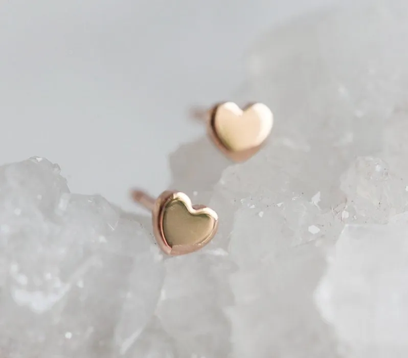 Gold Or Silver Heart Earrings Heart Shaped Earrings Heart Studs Heart Minimalist Earrings Dainty Earrings