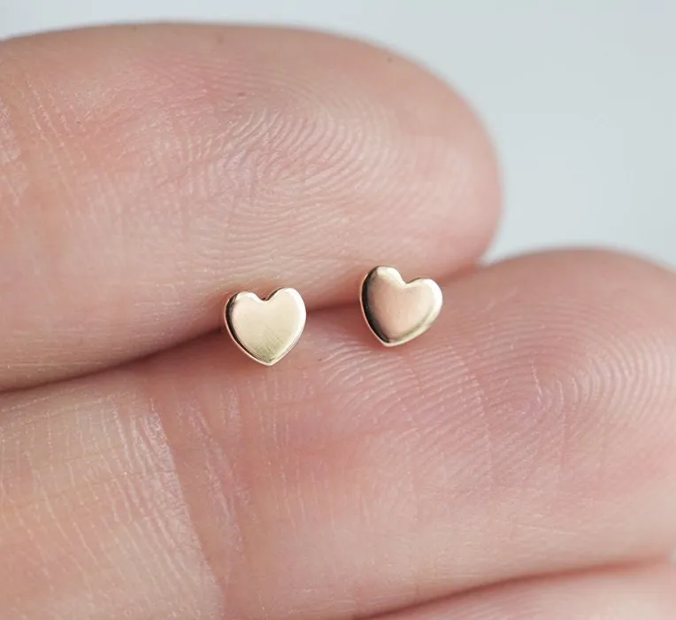 Gold Or Silver Heart Earrings Heart Shaped Earrings Heart Studs Heart Minimalist Earrings Dainty Earrings