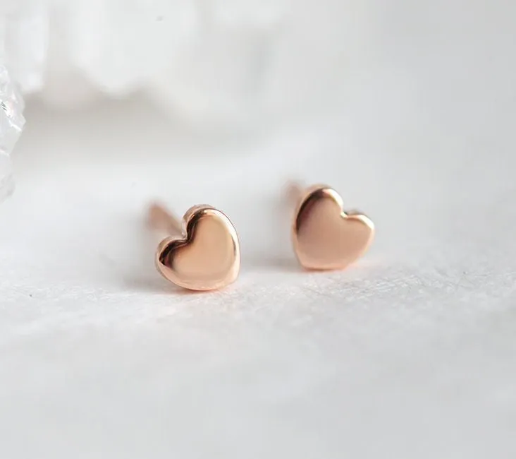 Gold Or Silver Heart Earrings Heart Shaped Earrings Heart Studs Heart Minimalist Earrings Dainty Earrings