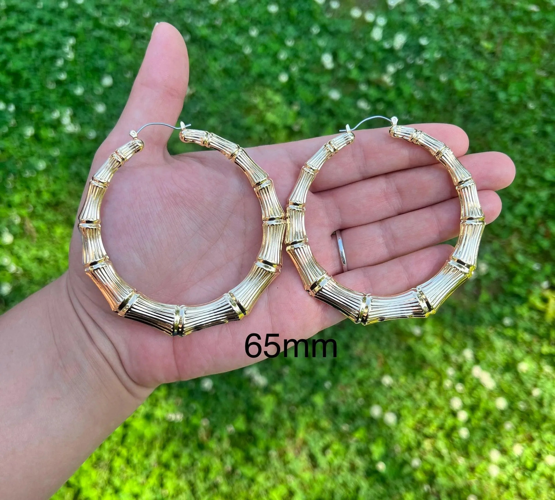 Gold Plated Bamboo Hoops