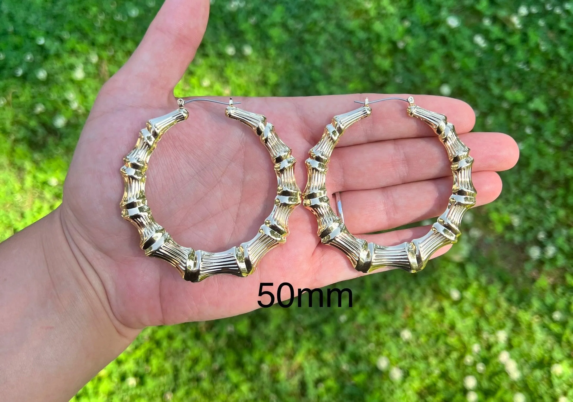 Gold Plated Bamboo Hoops