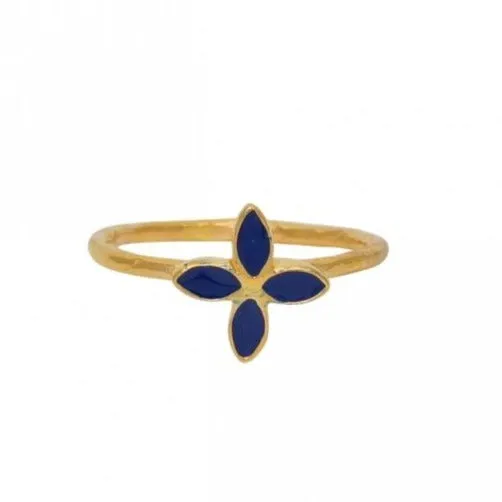 Gold Plated Navy Flowering Ring- Size 6.5