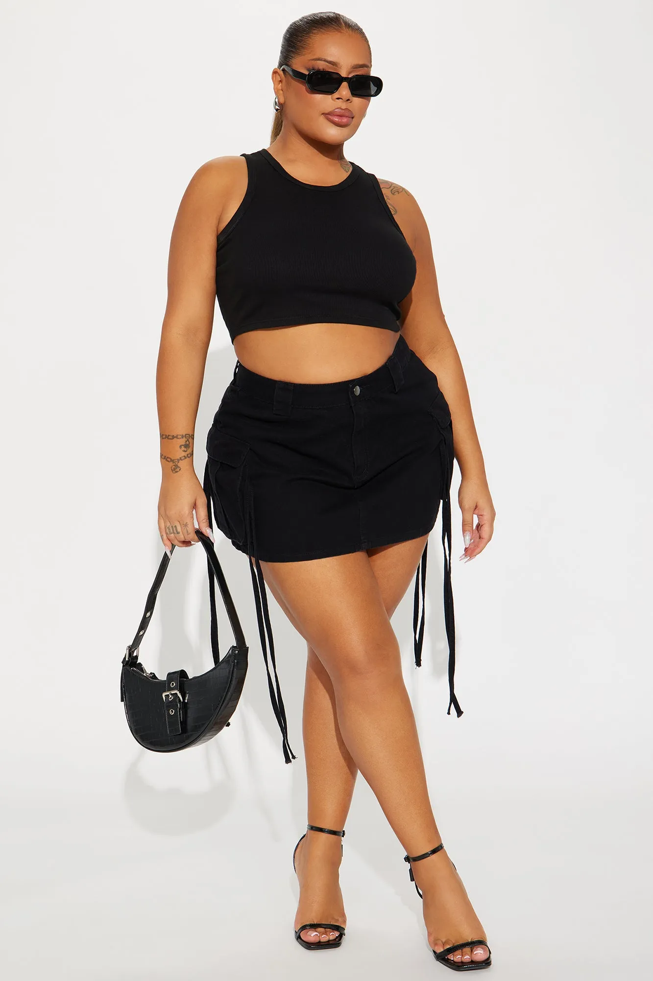 Golden Hour Cargo Mini Skirt  - Black