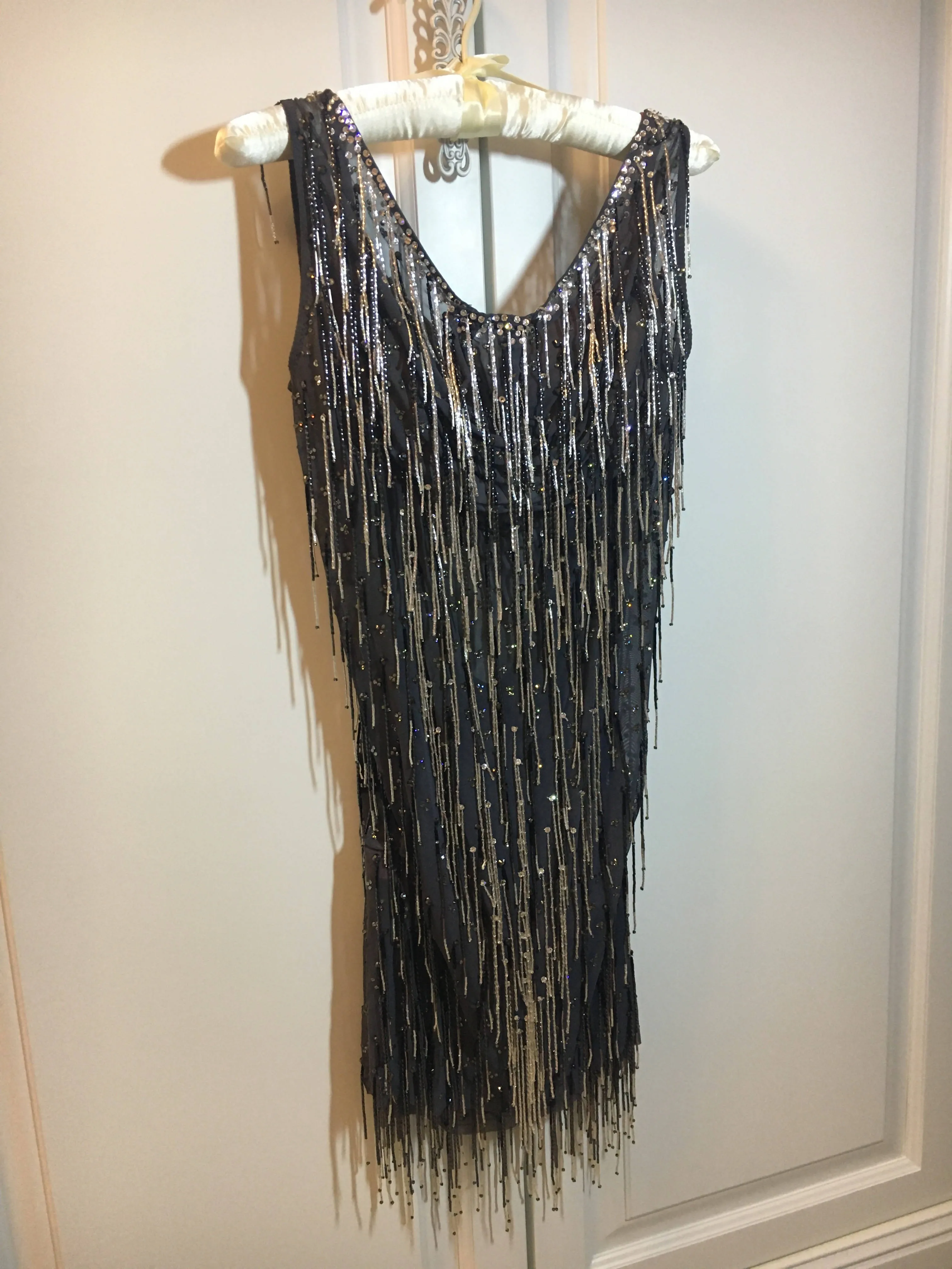 Grey Latin Dress Full of Fringe