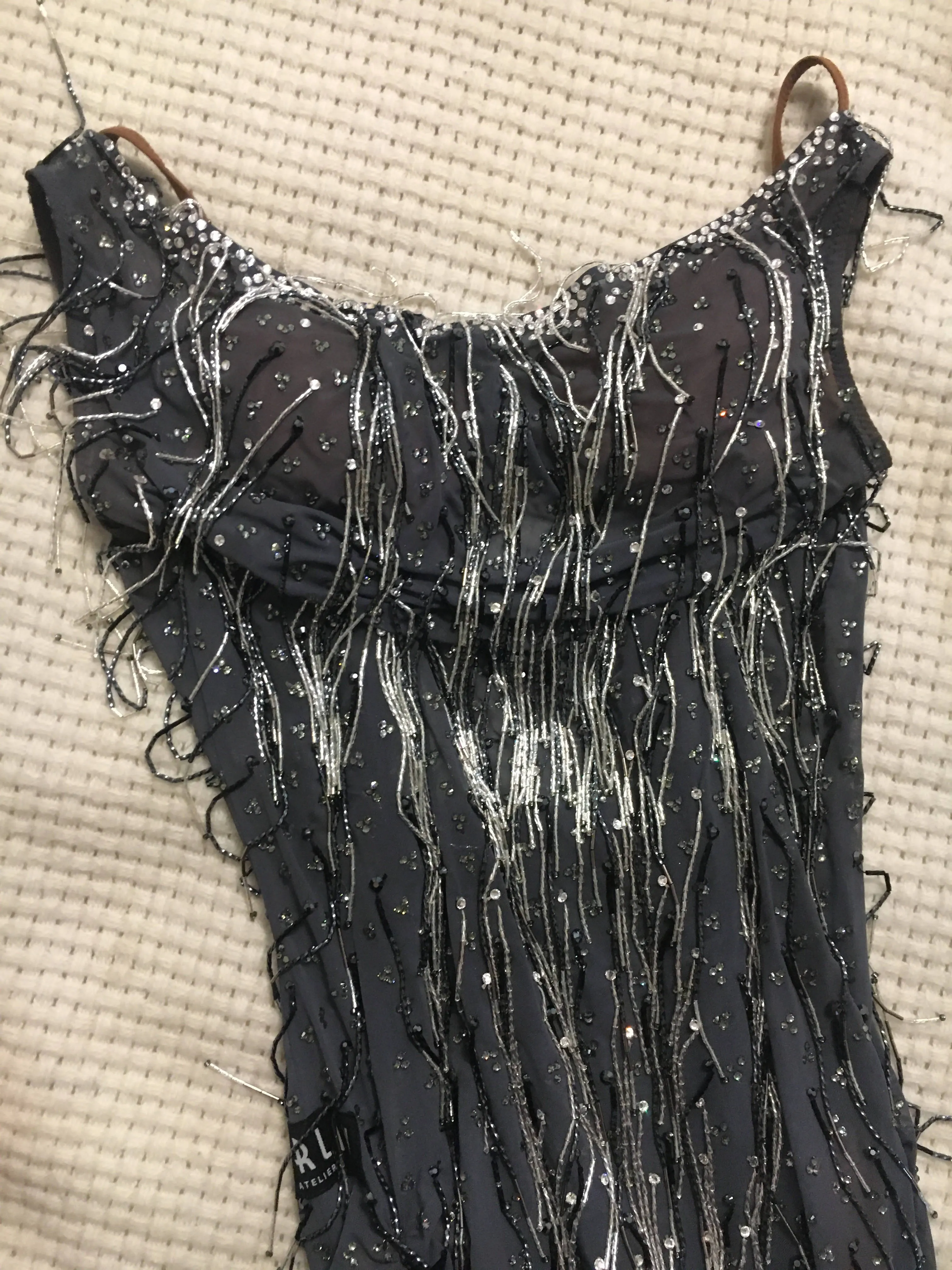 Grey Latin Dress Full of Fringe