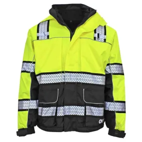 'GSS Safety' Men's 3-in-1 Hi Vis Utility Safety Winter Parka - Lime