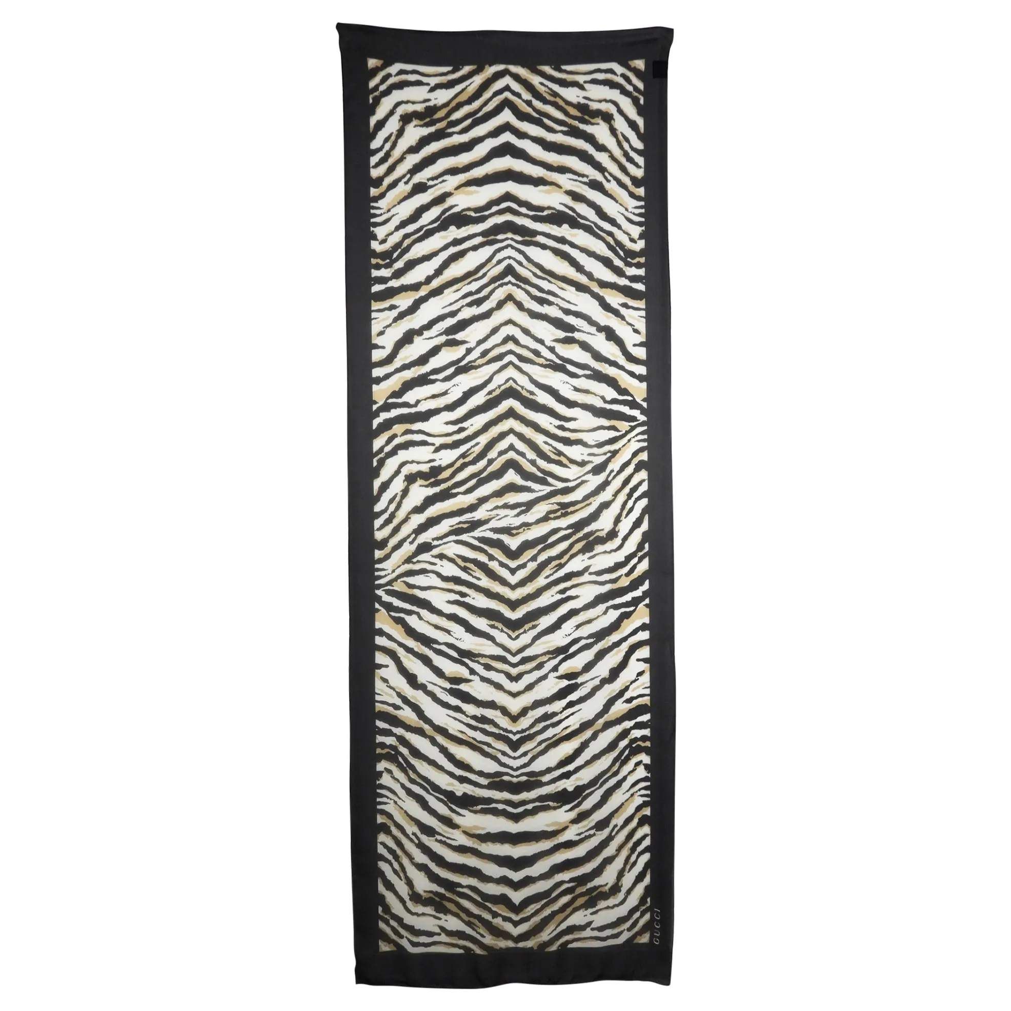 Gucci Black, Beige and Cream Sheer Silk Oblong Scarf