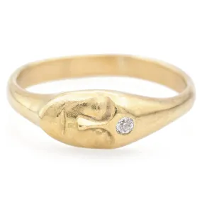 Hannah Blount Little Gold Grey Lady Diamond 18K Yellow Gold Ring Size 8