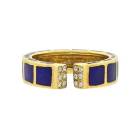 HIDALGO Estate 18kt Enameled   Diamond Open Front Ring