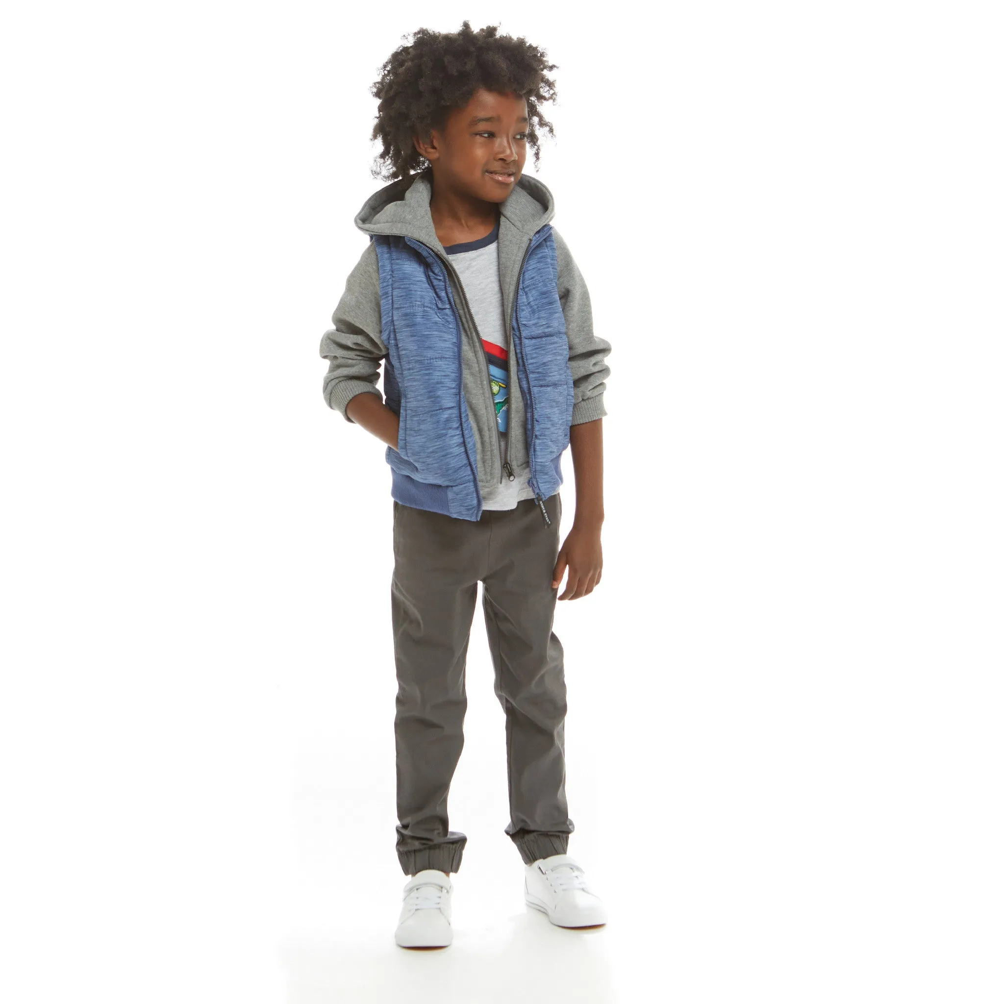 Hoodie Vest Combo Jacket (Size 7-16 Years) | Blue