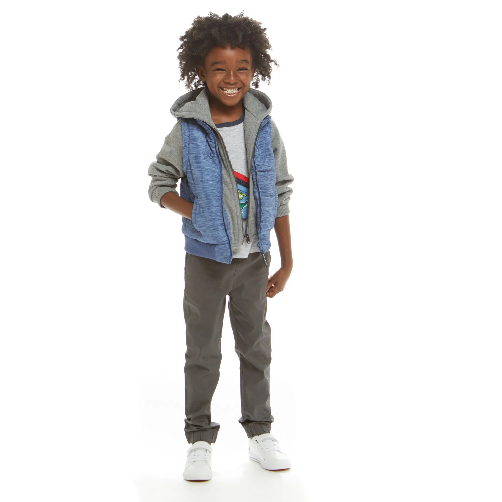 Hoodie Vest Combo Jacket (Size 7-16 Years) | Blue