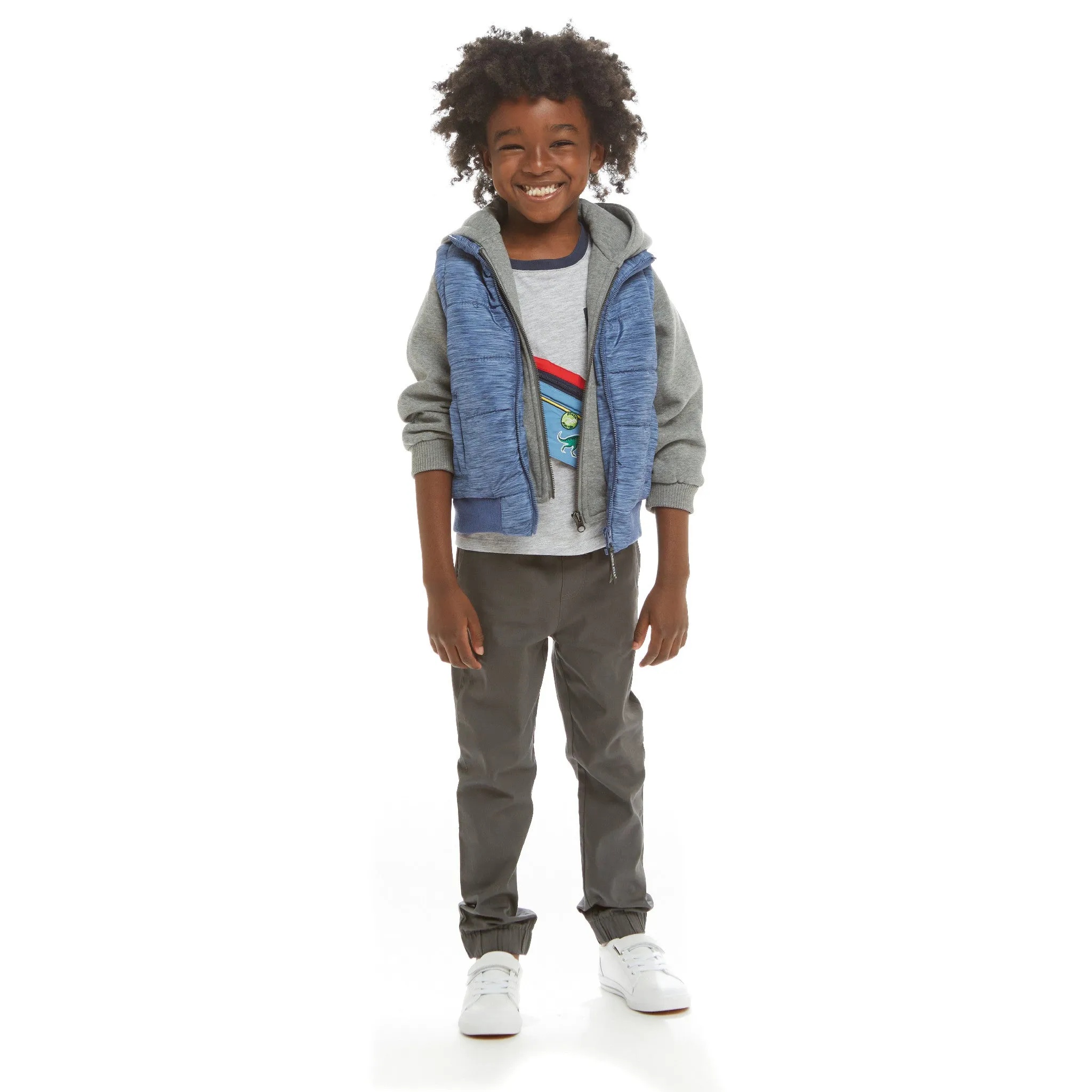 Hoodie Vest Combo Jacket (Size 7-16 Years) | Blue