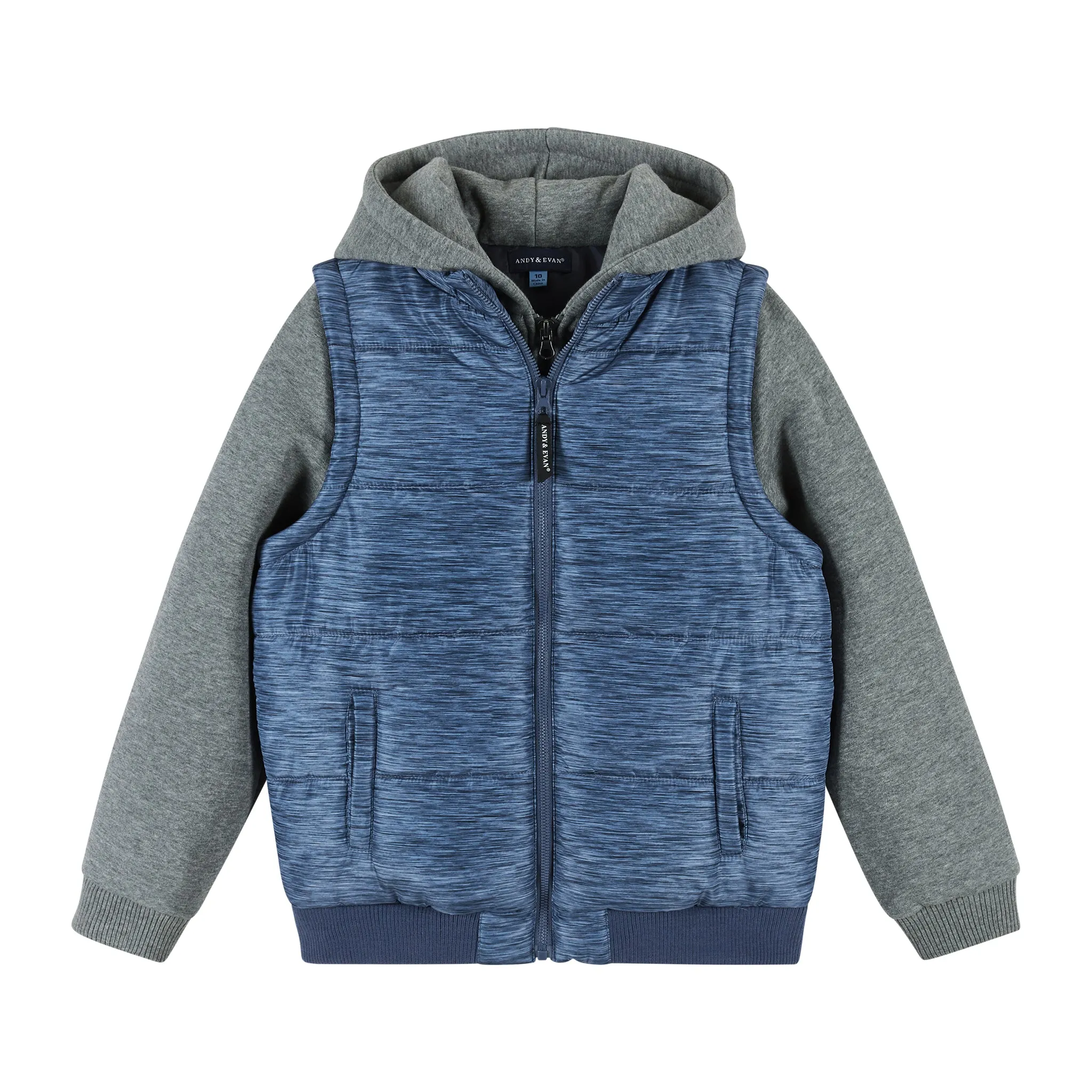 Hoodie Vest Combo Jacket (Size 7-16 Years) | Blue