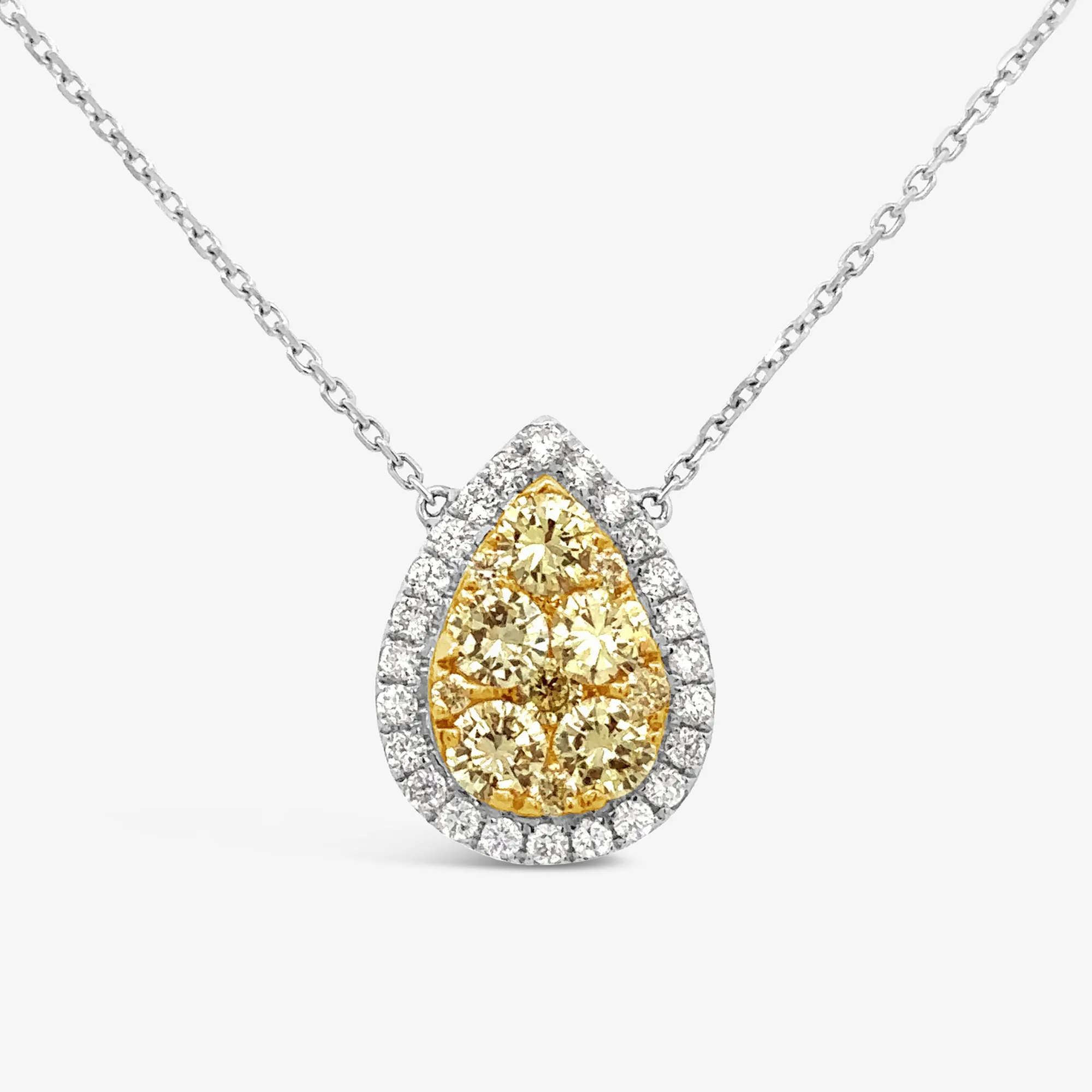 Illusion Yellow Diamond Halo Necklace