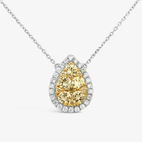 Illusion Yellow Diamond Halo Necklace