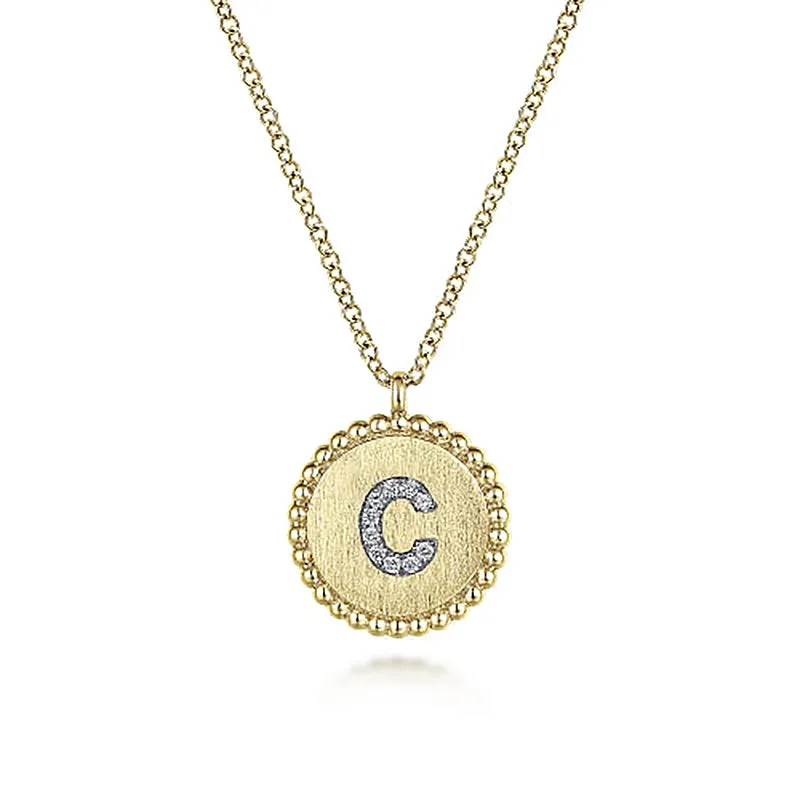 Initial C Medallion Necklace