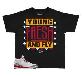 Kids Cardinal Red 3 Shirt - Young Fly Fresh - Black