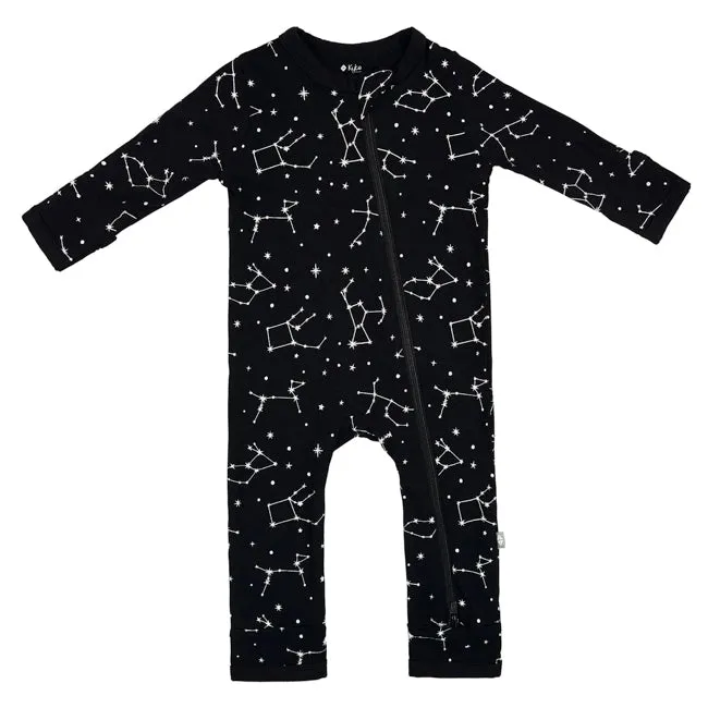 Kyte Baby Printed Zippered Romper in Midnight Constellation