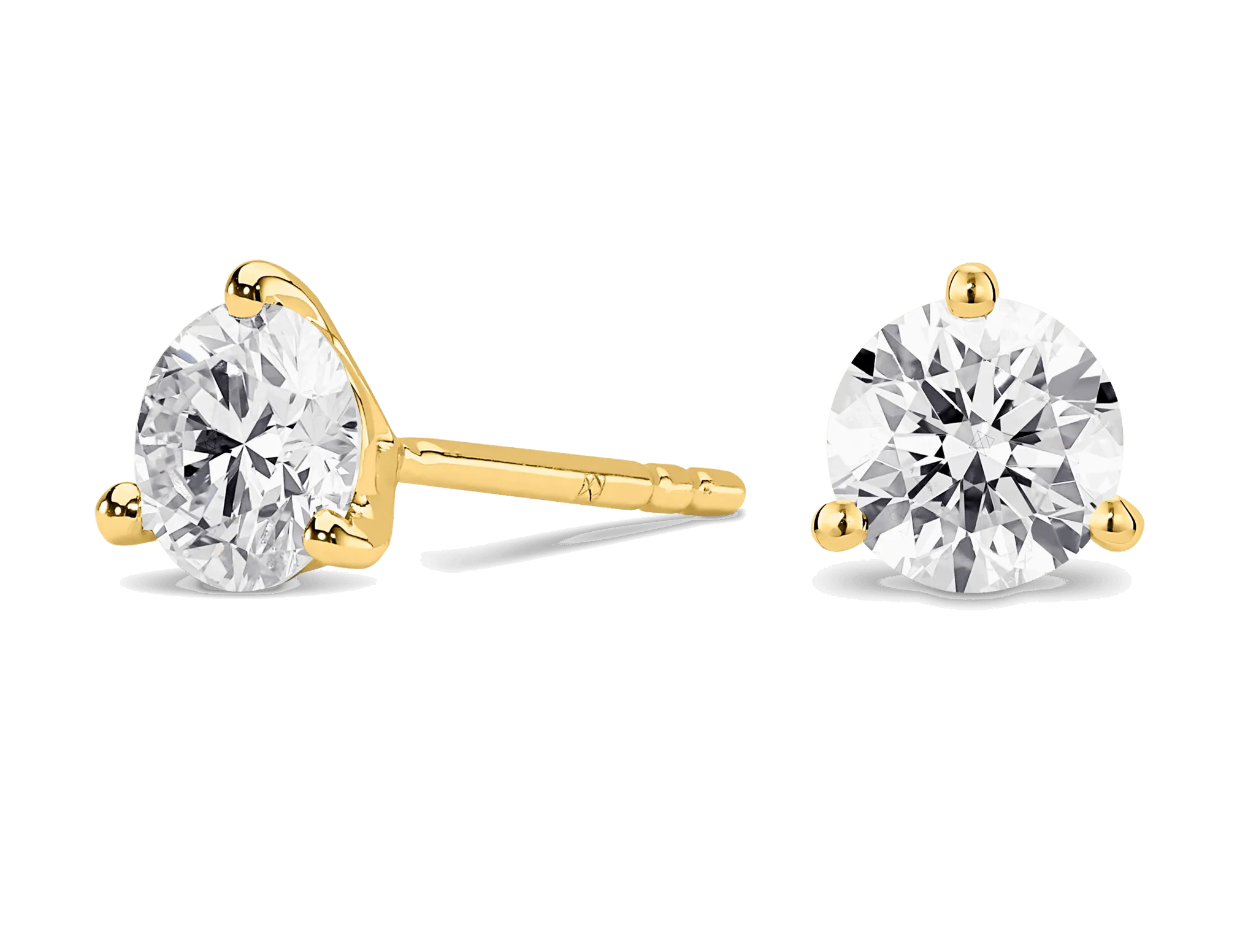 Lab-Grown Diamond 2ct. tw. Round Brilliant Solitaire 14k Gold Studs | White