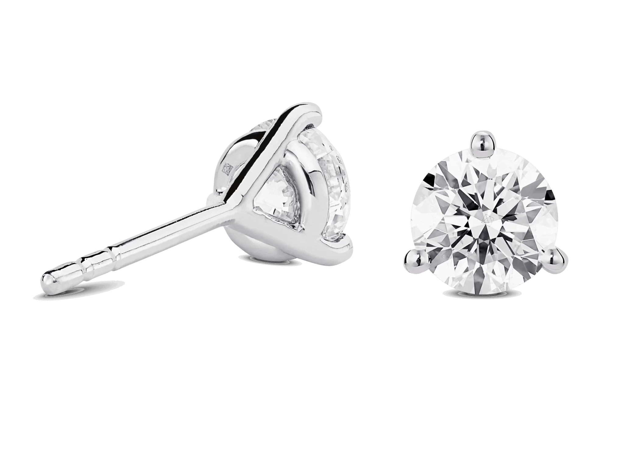 Lab-Grown Diamond 2ct. tw. Round Brilliant Solitaire 14k Gold Studs | White