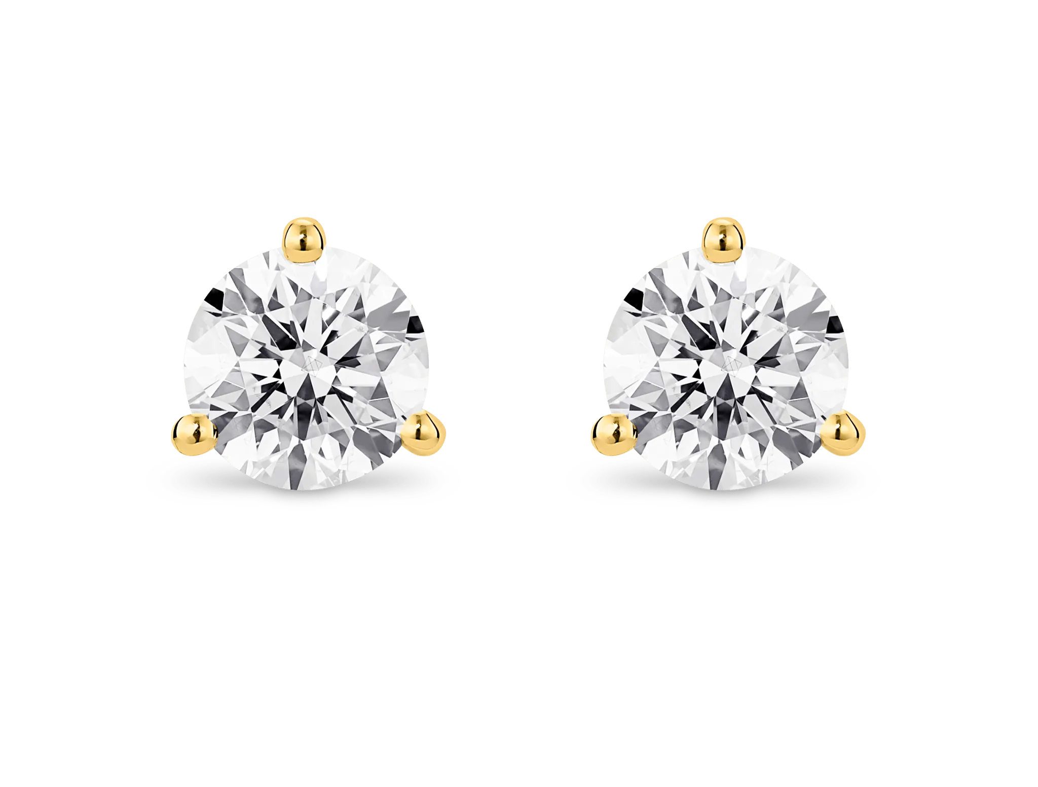 Lab-Grown Diamond 2ct. tw. Round Brilliant Solitaire 14k Gold Studs | White