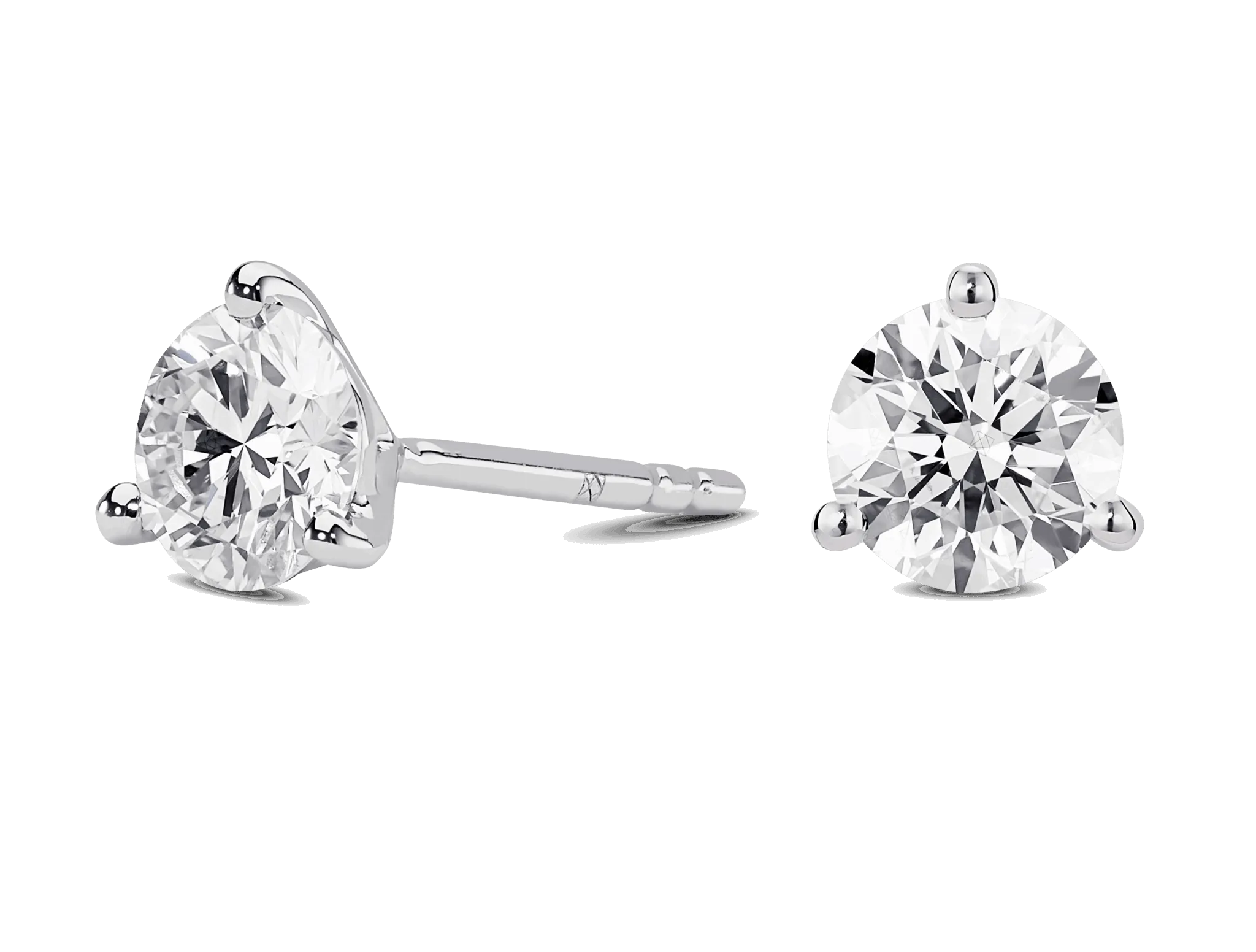 Lab-Grown Diamond 2ct. tw. Round Brilliant Solitaire 14k Gold Studs | White