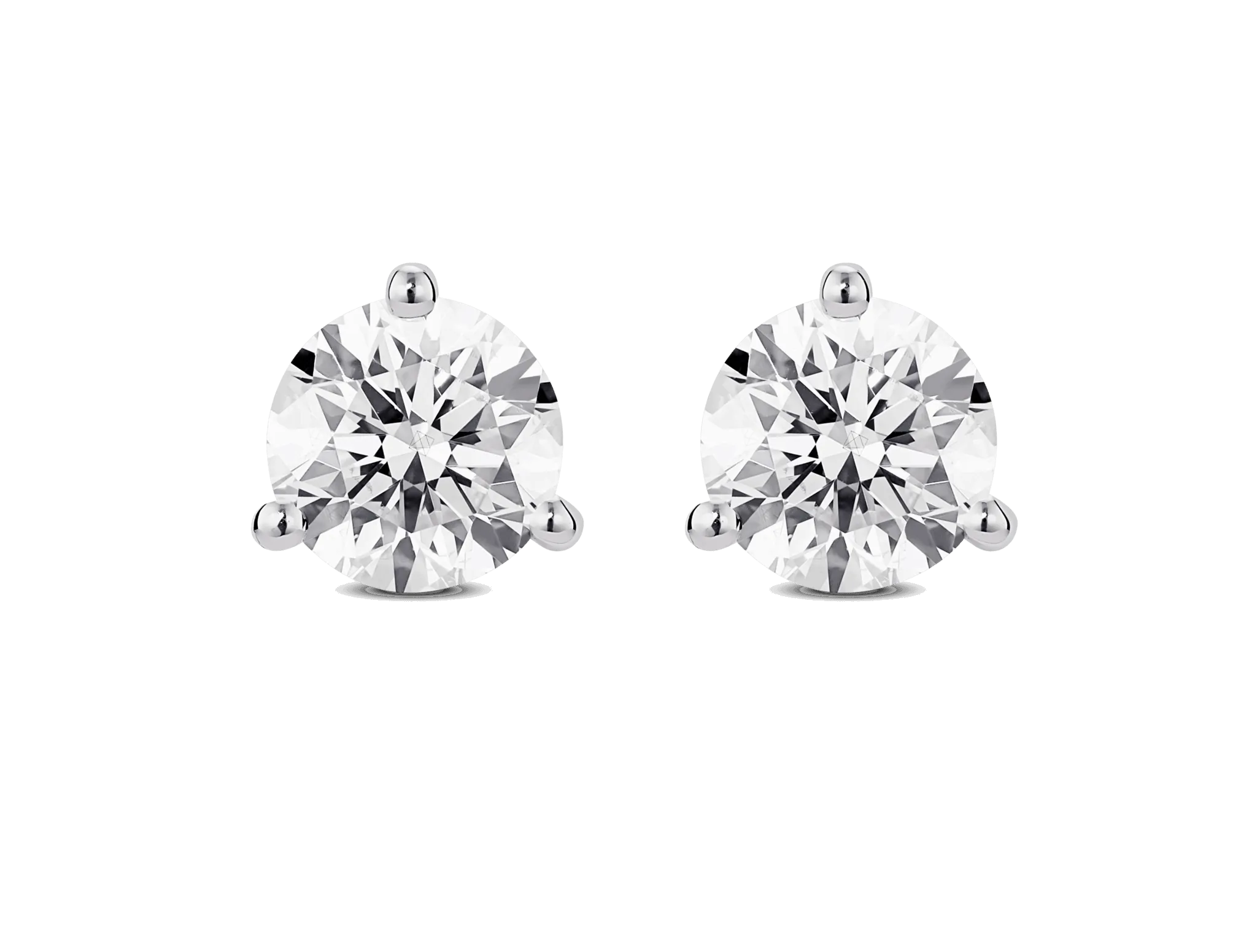 Lab-Grown Diamond 2ct. tw. Round Brilliant Solitaire 14k Gold Studs | White