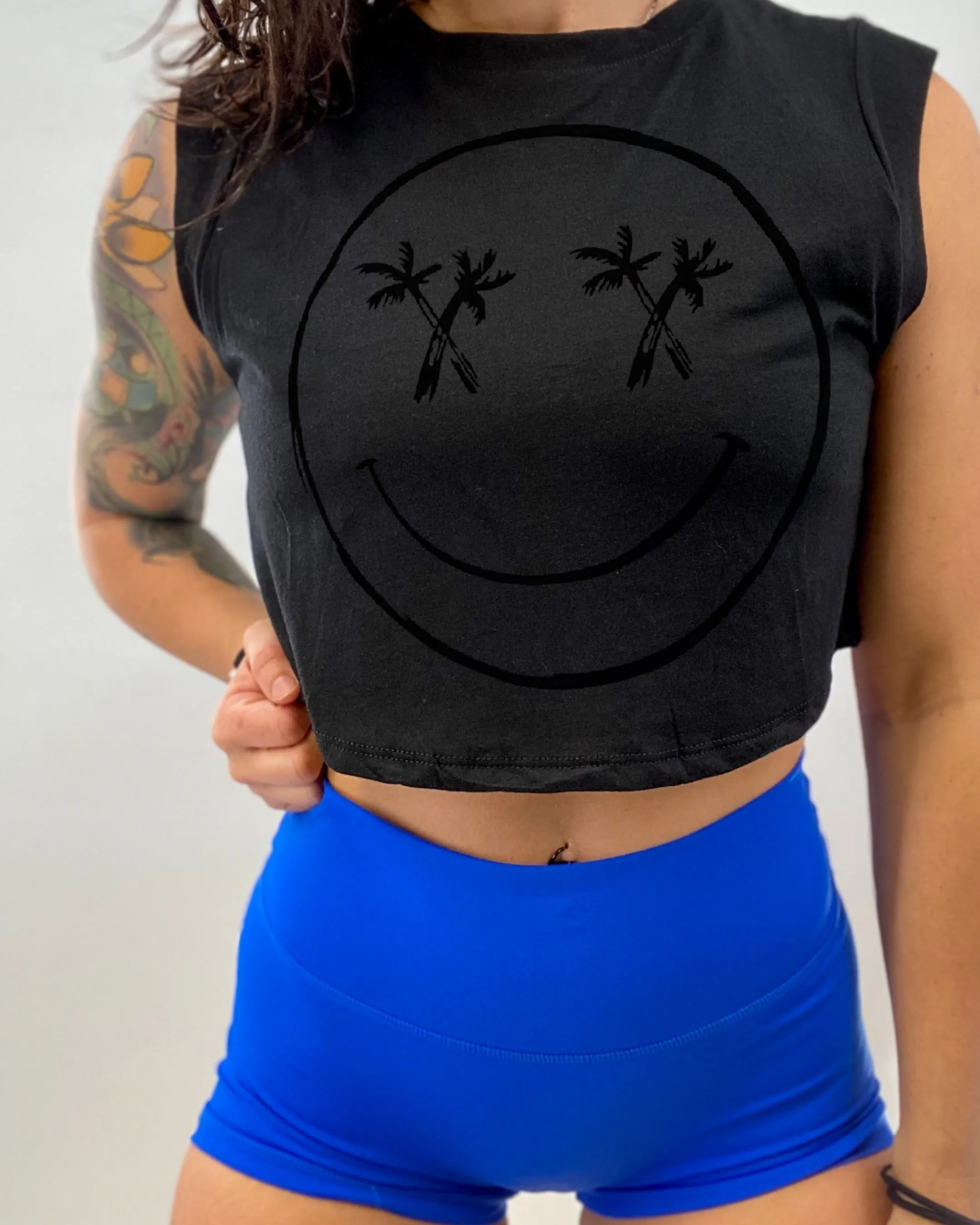 Ladies “Palm Smile” Cropped Muscle Tank