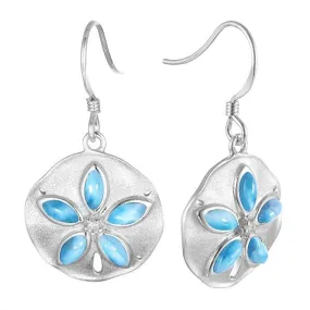 Larimar Sand Dollar Hook Earrings