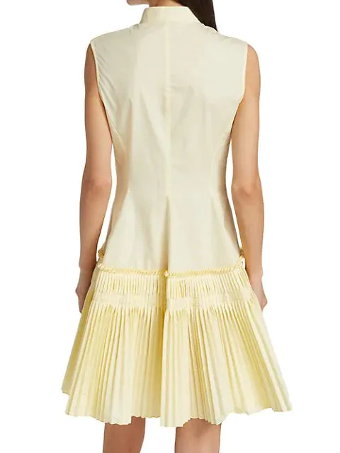 LELA ROSE Poplin Pleated Flare Dress