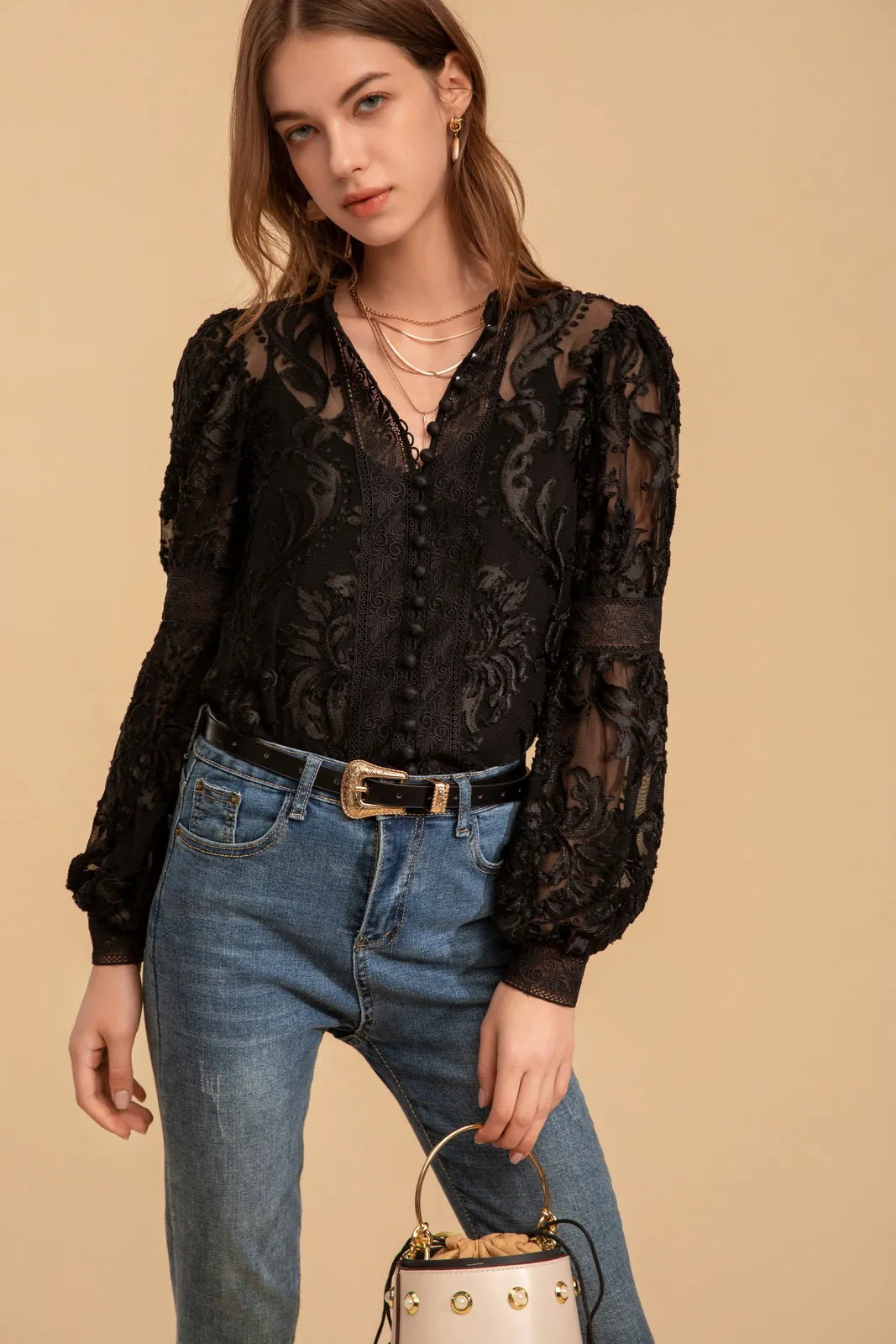 Lila Lace Blouse - Black